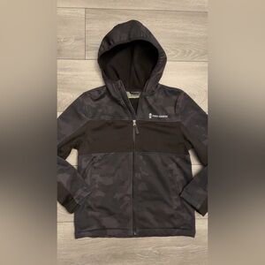 Free Country Boys Size Medium 8/10 Full Zip Hooded Sweatshirt Black Gray Camo